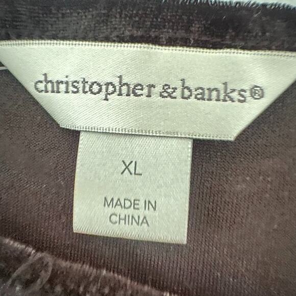 Christopher & Banks Black Velvet Top Beaded Whimisgoth Goth Witchy Boho Size XL - Picture 5 of 9